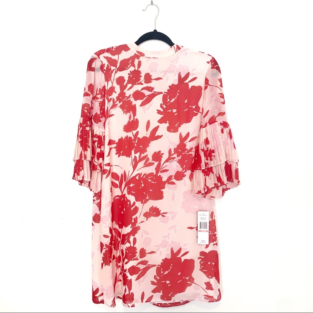 NWT Sharagano Pink Floral Flare Sleeve Dress 10